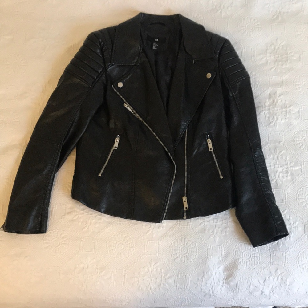 Black Faux Leather Jacket H&M sz 10 (US)